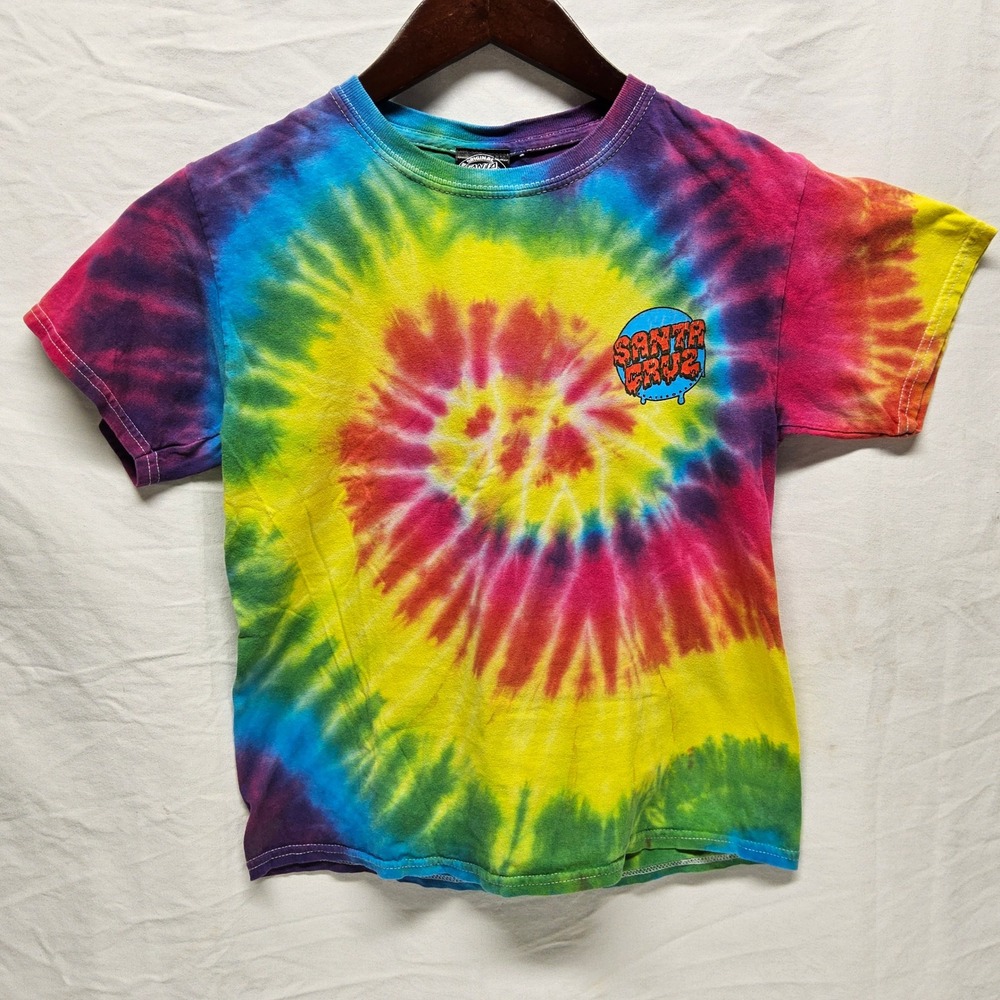 Santa Cruz T-Shirt Kids M 10/12 Multicolor Tie Dye Screaming Hand Graphic - Picture 2 of 11